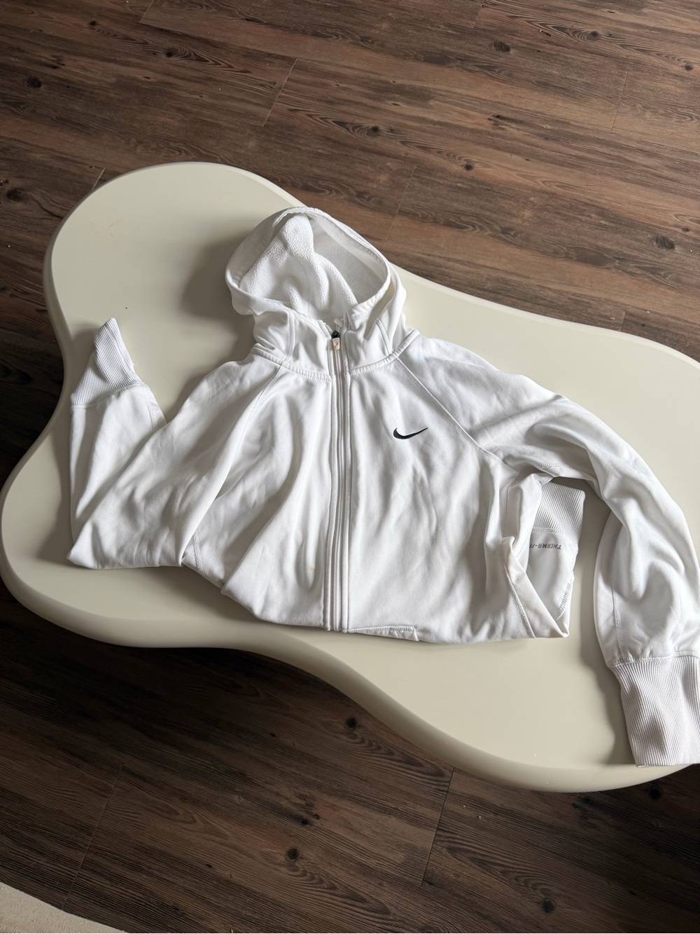 Nike White Hooded Zip Crop Sweatshirt